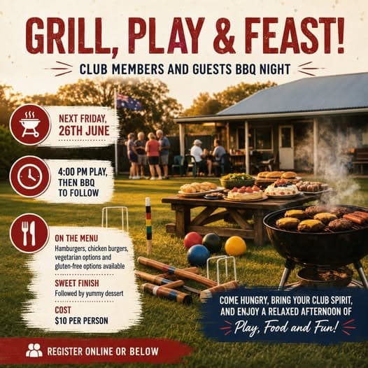 Grill, play and feast at Eildon Croquet Club BBQ Night