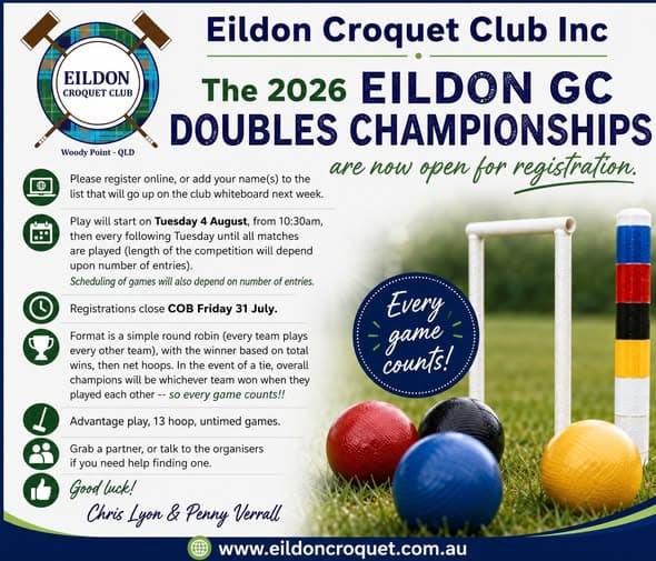 2026 Eildon GC Doubles Championships now open