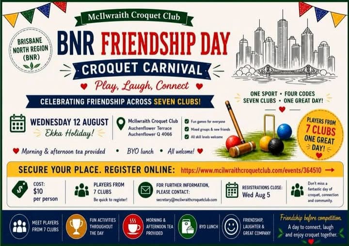 BNR Friendship Day Croquet Carnival – Register Now